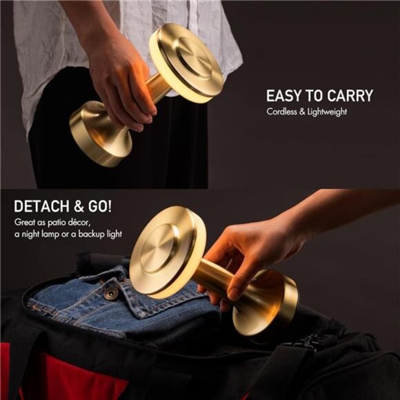 Portable LED Table Lamp Touch Sensor Dimmable Rechargeable Night Light Gold - Picture 4 of 7